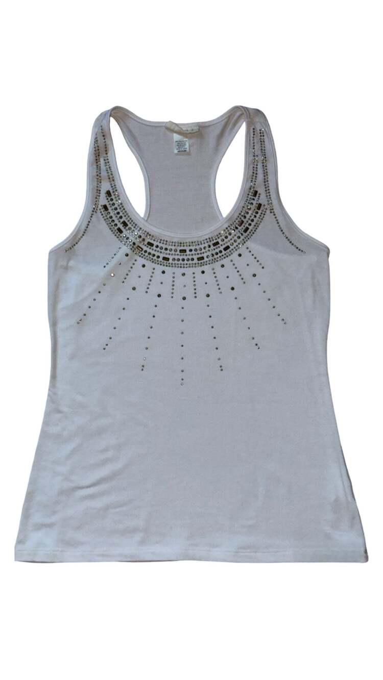 Belle du Jour Women's Embellished Rhinestone Studded Tank Top